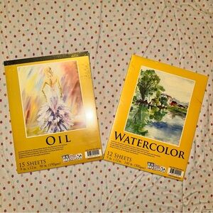 U.S. Art Supply Oil & Watercolor Paint Pads Bundle - 15 + 12 Sheets - New